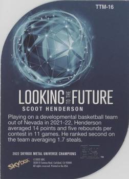 2022 SkyBox Metal Universe Champions - Looking to the Future #TTM-16 Scoot Henderson Back