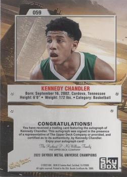 2022 SkyBox Metal Universe Champions - Base Autographs #59 Kennedy Chandler Back