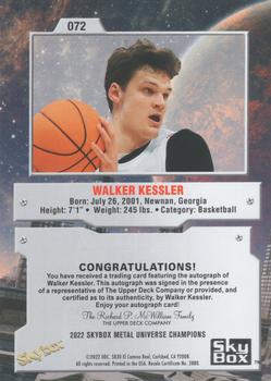 2022 SkyBox Metal Universe Champions - Base Autographs #72 Walker Kessler Back