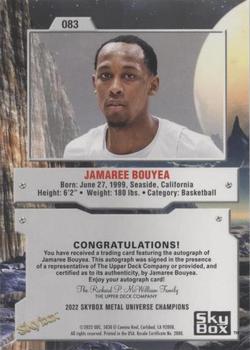 2022 SkyBox Metal Universe Champions - Base Autographs #83 Jamaree Bouyea Back