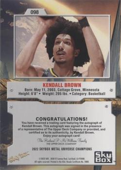 2022 SkyBox Metal Universe Champions - Base Autographs #98 Kendall Brown Back