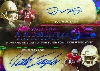 2023 Leaf Superlative Sports - A Moment in Time Purple Spectrum Holofoil #AMT-3 Joe Montana / John Taylor Front