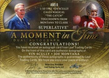 2023 Leaf Superlative Sports - A Moment in Time Silver Spectrum Holofoil #AMT-9 Vin Scully / Joe Montana Back