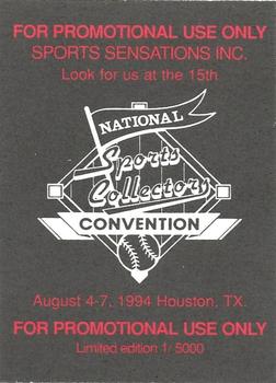 1994 15th National Sports Collectors Convention Promos #NNO Roberto Alomar Back