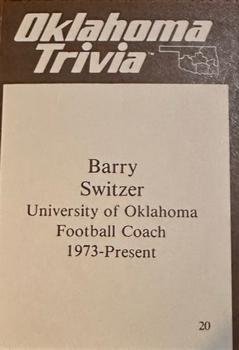 1985 Oklahoma Trivia #20 Barry Switzer Back