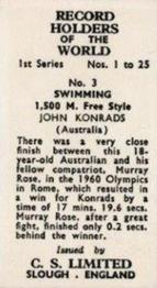 1956 Cadet Sweets Record Holders of the World 1st Series #3 Swimming 1,500 M. Free Style Back