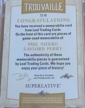 2023 Leaf Superlative Sports - Trouvaille 2 Black Spectrum Holofoil #T2-18 Phil Niekro / Gaylord Perry Back