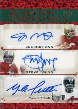 2023 Leaf Superlative Sports - Signature 3 Bronze Spectrum Holofoil #S3-5 Joe Montana / Steve Young / Y.A. Tittle Front