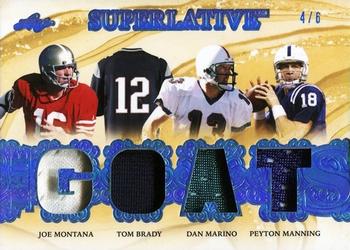 2023 Leaf Superlative Sports - The Goats Platinum Spectrum Holofoil #TG-8 Joe Montana / Tom Brady / Dan Marino / Peyton Manning Front