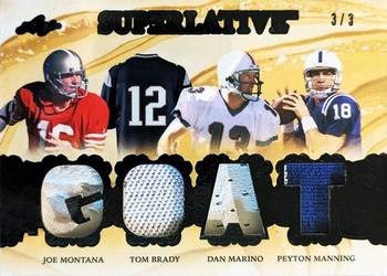 2023 Leaf Superlative Sports - The Goats Black Spectrum Holofoil #TG-8 Joe Montana / Tom Brady / Dan Marino / Peyton Manning Front