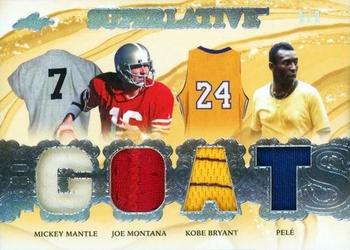 2023 Leaf Superlative Sports - The Goats Silver Spectrum Holofoil #TG-5 Mickey Mantle / Joe Montana / Kobe Bryant / Pelé Front
