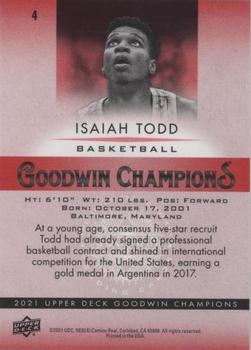 2021 Upper Deck Goodwin Champions - Platinum Color Wheel #4 Isaiah Todd Back