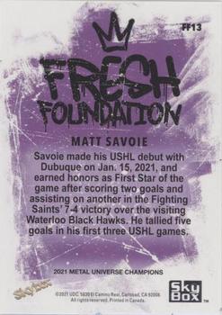 2021 SkyBox Metal Universe Champions - Fresh Foundation Gold Spectrum #FF13 Matt Savoie Back