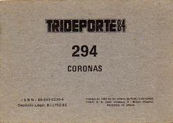 1984 Fher Trideporte #294 Coronas Back