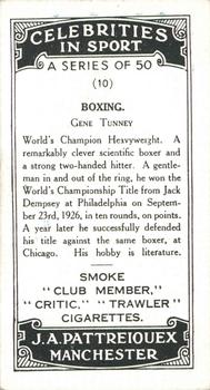 1930 J.A. Pattreiouex Celebrities In Sport #10 Gene Tunney Back