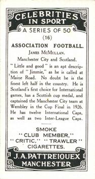 1930 J.A. Pattreiouex Celebrities In Sport #16 James McMullan Back
