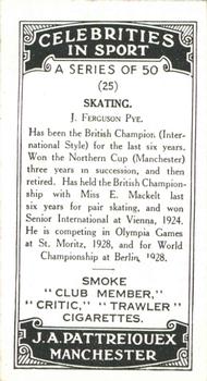 1930 J.A. Pattreiouex Celebrities In Sport #25 J. Ferguson Pye Back