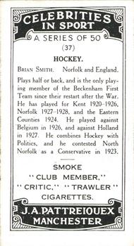 1930 J.A. Pattreiouex Celebrities In Sport #37 Brian Smith Back