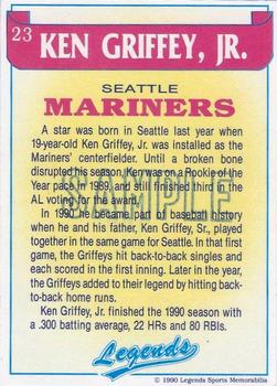 1990 Legends Sports Memorabilia - Samples #23 Ken Griffey, Jr. Back