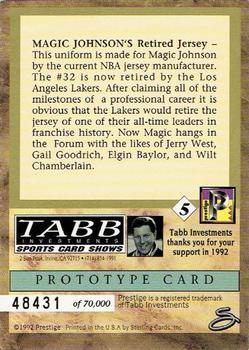 1992 Tabb Sports Card Shows #5 Magic Johnson Back