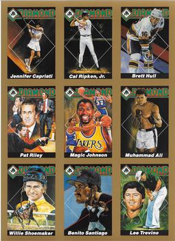 1992 Diamond Sports Memorabilia Magazine - 9-Card Panels #1-9 Brett Hull / Cal Ripken Jr. / Jennifer Capriati / Muhammad Ali / Magic Johnson / Pat Riley / Lee Trevino / Benito Santiago / Willie Shoemaker Front