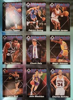 1992 Diamond Sports Memorabilia Magazine - 9-Card Panels #10-18 Scottie Pippen / Patrick Ewing / Michael Jordan / David Robinson / Chuck Daly / Magic Johnson / Larry Bird / John Stockton / Charles Barkley Front