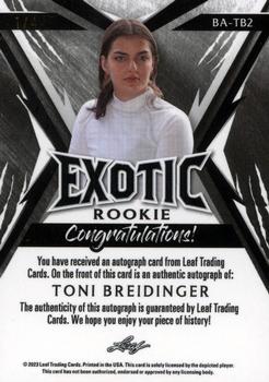 2023 Leaf Exotic - Base Autographs Prismatic Snake #BA-TB2 Toni Breidinger Back