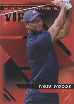 2022 Upper Deck Goodwin Champions - VIP Prize Card Red Achievements #P1 Tiger Woods Front