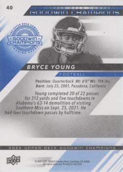2022 Upper Deck Goodwin Champions - Royal Blue #40 Bryce Young Back