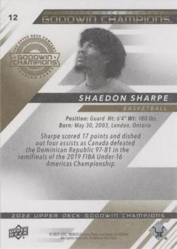 2022 Upper Deck Goodwin Champions - Photo Variations #12 Shaedon Sharpe Back