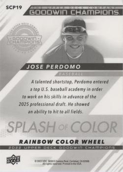 2022 Upper Deck Goodwin Champions - Splash of Color Platinum Rainbow Color Wheel #SCP19 Jose Perdomo Back