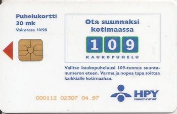 1995-01 HPY Phonecards (Finnish) #HPY-E67 Mika Nieminen Back
