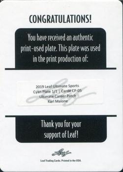 2019 Leaf Ultimate Sports - Ultimate Career Patch Printing Plate Cyan #CP-05 Karl Malone Back