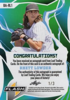 2023 Leaf Flash WhatNot Exclusive - Autographs Silver Sparkle #BA-RL1 Rhett Lowder Back