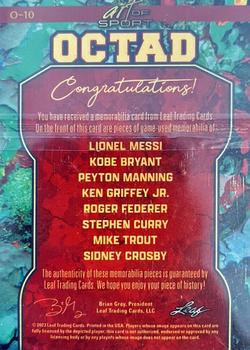 2023 Leaf Art of Sport - Octad Bronze #O-10 Lionel Messi / Kobe Bryant / Peyton Manning / Ken Griffey Jr. / Roger Federer / Stephen Curry / Mike Trout / Sidney Crosby Back