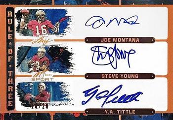 2023 Leaf Art of Sport - The Rule of 3 Bronze #R3-14 Joe Montana / Steve Young / Y.A. Tittle Front