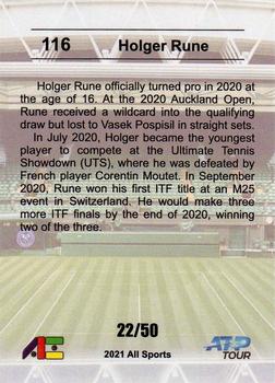2020-21 All Sports (Unlicensed) - Blue #116 Holger Rune Back