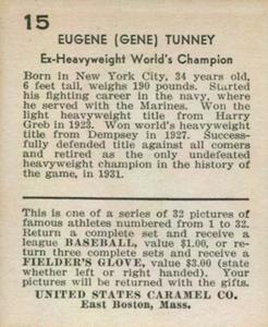 1933 U.S. Caramel (R328) #15 Gene Tunney Back