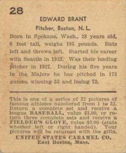 1933 U.S. Caramel (R328) #28 Ed Brandt Back