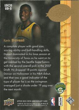 2008 Upper Deck 20th Anniversary #UD-5 Kevin Durant Back