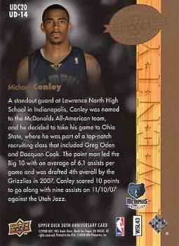 2008 Upper Deck 20th Anniversary #UD-14 Mike Conley Back
