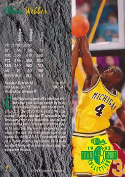 1993 Classic Four Sport #1 Chris Webber Back