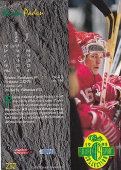1993 Classic Four Sport #252 Kevin Paden Back