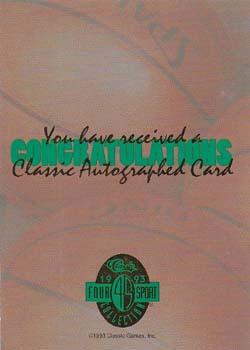 1993 Classic Four Sport - Autographs #NNO Acie Earl Back