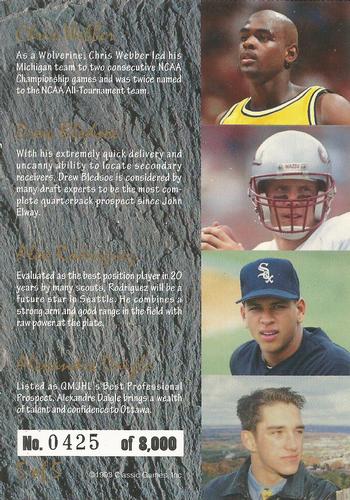 1993 Classic Four Sport - Limited Print Jumbos #5 Chris Webber / Drew Bledsoe / Alex Rodriguez / Alexandre Daigle Back