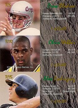 1993 Classic Four Sport - Tri-Cards #TC5 / 10 / 15 Drew Bledsoe / Chris Webber / Alex Rodriguez Back