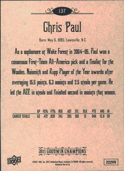 2011 Upper Deck Goodwin Champions #137 Chris Paul Back