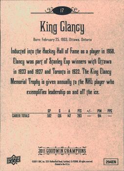 2011 Upper Deck Goodwin Champions #17 King Clancy Back
