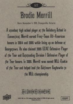 2011 Upper Deck Goodwin Champions #122 Brodie Merrill Back