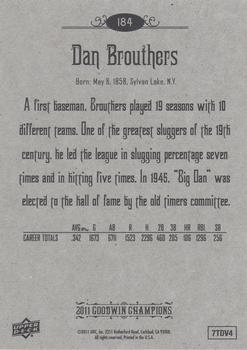 2011 Upper Deck Goodwin Champions #184 Dan Brouthers Back